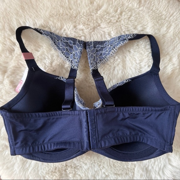 Cacique NWT Navy Smooth Lace Lightly Lined Balconette Bra Size 36DD - Picture 4 of 8